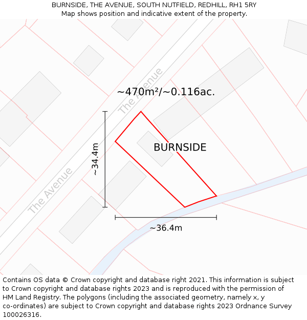 BURNSIDE, THE AVENUE, SOUTH NUTFIELD, REDHILL, RH1 5RY: Plot and title map