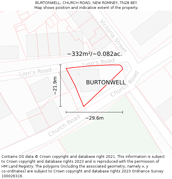 BURTONWELL, CHURCH ROAD, NEW ROMNEY, TN28 8EY: Plot and title map