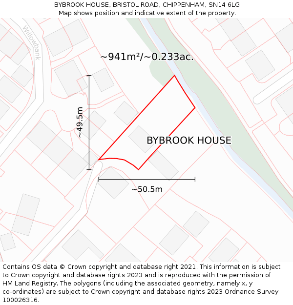 BYBROOK HOUSE, BRISTOL ROAD, CHIPPENHAM, SN14 6LG: Plot and title map