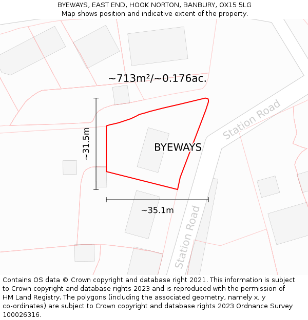 BYEWAYS, EAST END, HOOK NORTON, BANBURY, OX15 5LG: Plot and title map