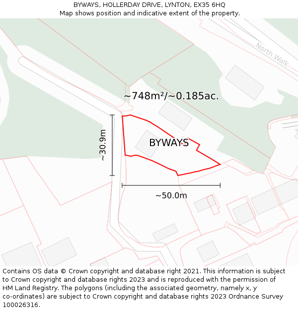 BYWAYS, HOLLERDAY DRIVE, LYNTON, EX35 6HQ: Plot and title map