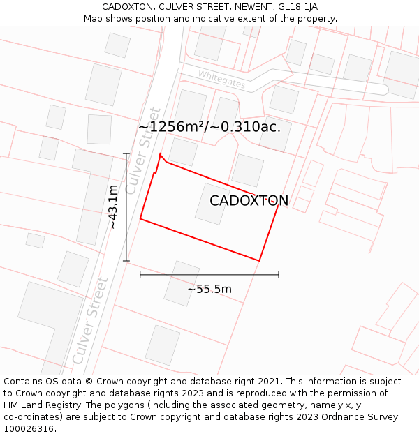 CADOXTON, CULVER STREET, NEWENT, GL18 1JA: Plot and title map