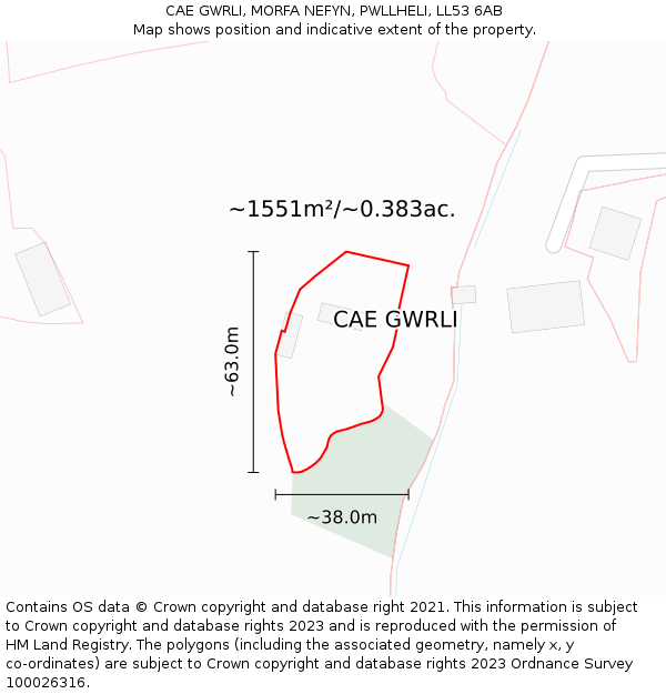 CAE GWRLI, MORFA NEFYN, PWLLHELI, LL53 6AB: Plot and title map