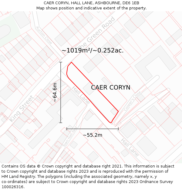 CAER CORYN, HALL LANE, ASHBOURNE, DE6 1EB: Plot and title map