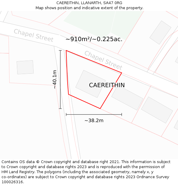 CAEREITHIN, LLANARTH, SA47 0RG: Plot and title map