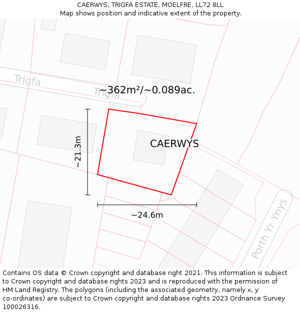 CAERWYS, TRIGFA ESTATE, MOELFRE, LL72 8LL: Plot and title map