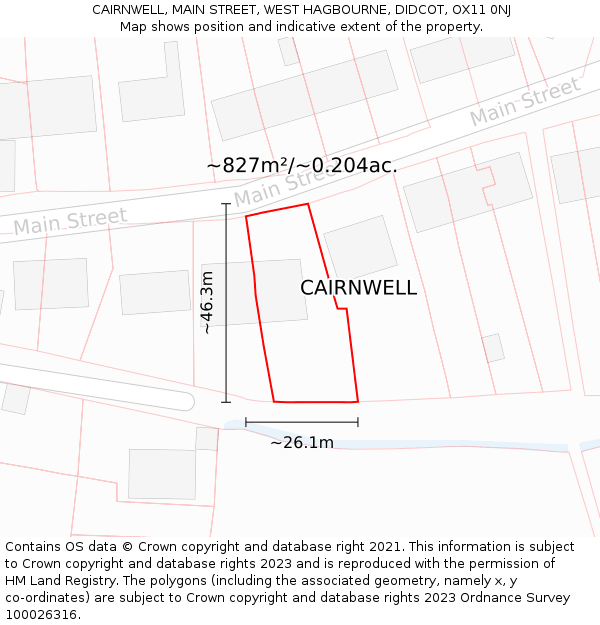 CAIRNWELL, MAIN STREET, WEST HAGBOURNE, DIDCOT, OX11 0NJ: Plot and title map