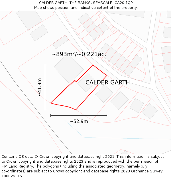 CALDER GARTH, THE BANKS, SEASCALE, CA20 1QP: Plot and title map