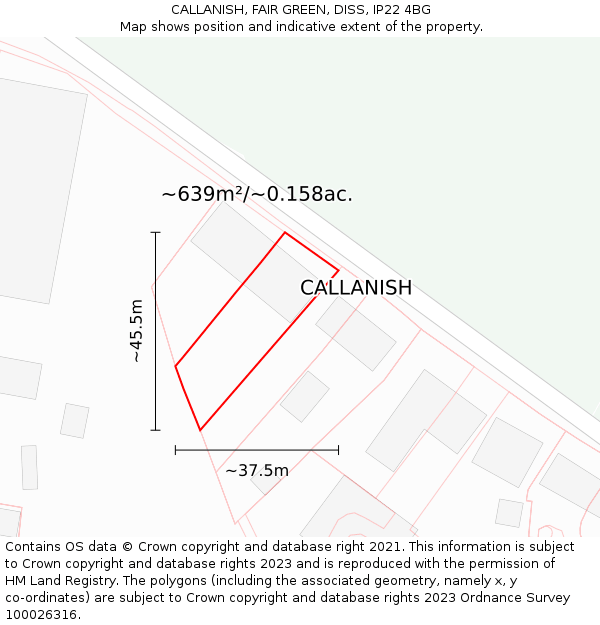 CALLANISH, FAIR GREEN, DISS, IP22 4BG: Plot and title map