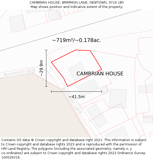 CAMBRIAN HOUSE, BRIMMON LANE, NEWTOWN, SY16 1BY: Plot and title map