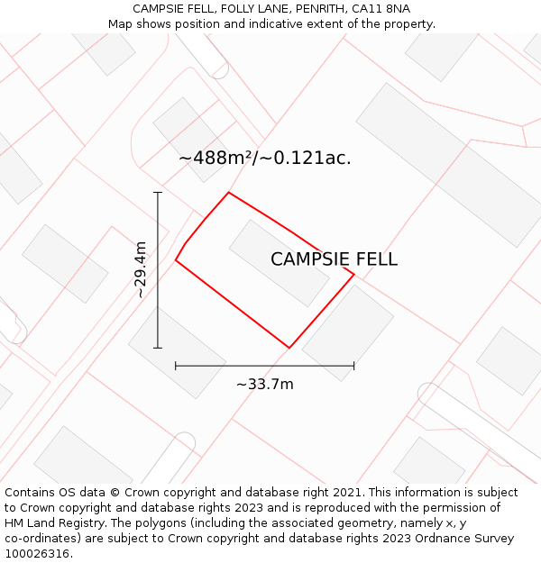 CAMPSIE FELL, FOLLY LANE, PENRITH, CA11 8NA: Plot and title map
