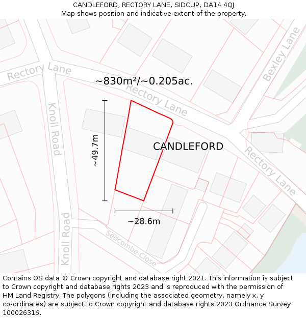 CANDLEFORD, RECTORY LANE, SIDCUP, DA14 4QJ: Plot and title map