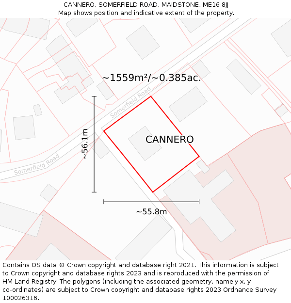 CANNERO, SOMERFIELD ROAD, MAIDSTONE, ME16 8JJ: Plot and title map