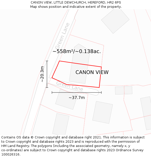 CANON VIEW, LITTLE DEWCHURCH, HEREFORD, HR2 6PS: Plot and title map