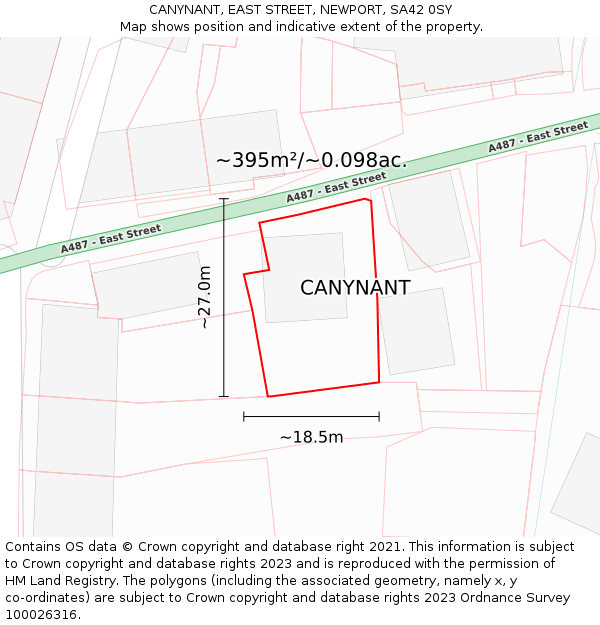 CANYNANT, EAST STREET, NEWPORT, SA42 0SY: Plot and title map