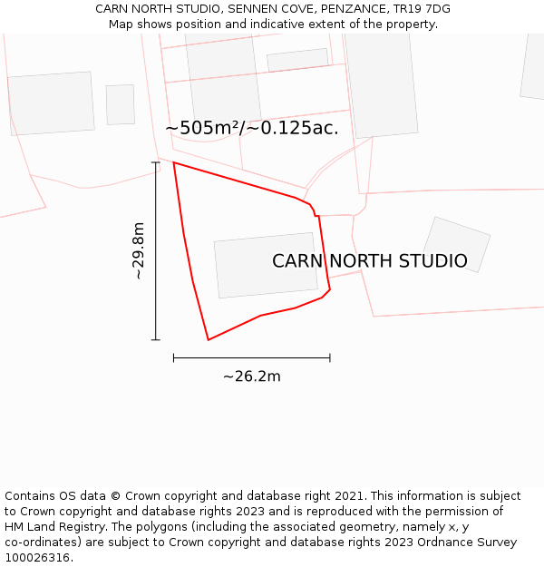 CARN NORTH STUDIO, SENNEN COVE, PENZANCE, TR19 7DG: Plot and title map