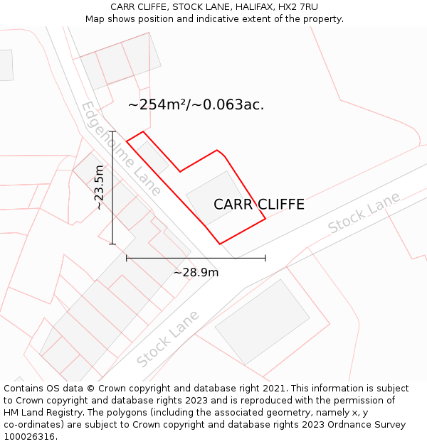 CARR CLIFFE, STOCK LANE, HALIFAX, HX2 7RU: Plot and title map