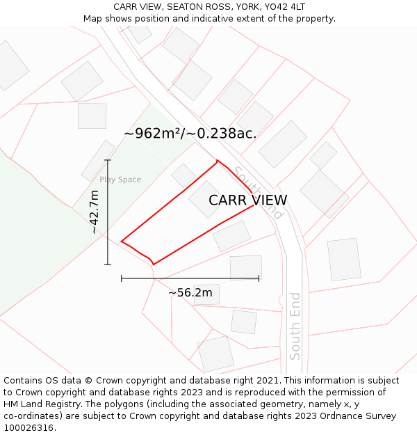 CARR VIEW, SEATON ROSS, YORK, YO42 4LT: Plot and title map