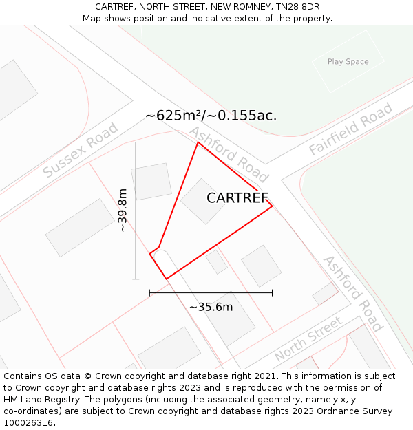 CARTREF, NORTH STREET, NEW ROMNEY, TN28 8DR: Plot and title map