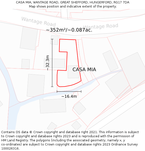 CASA MIA, WANTAGE ROAD, GREAT SHEFFORD, HUNGERFORD, RG17 7DA: Plot and title map