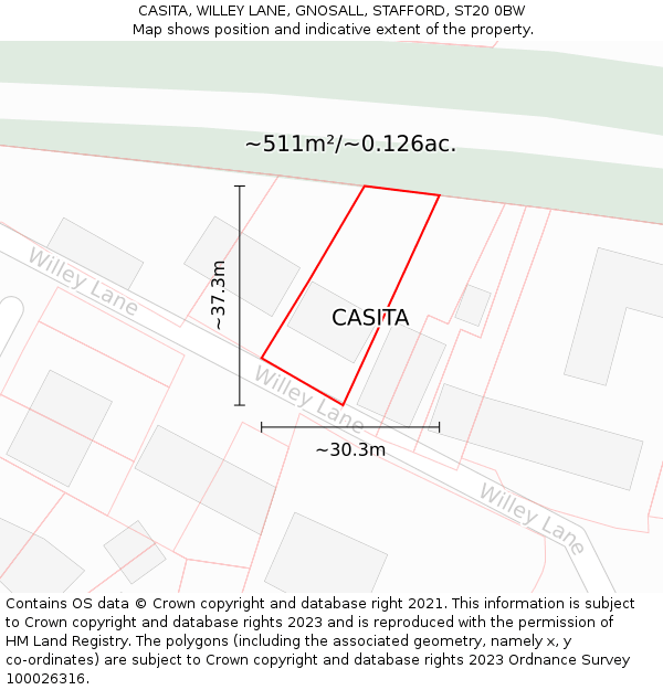 CASITA, WILLEY LANE, GNOSALL, STAFFORD, ST20 0BW: Plot and title map