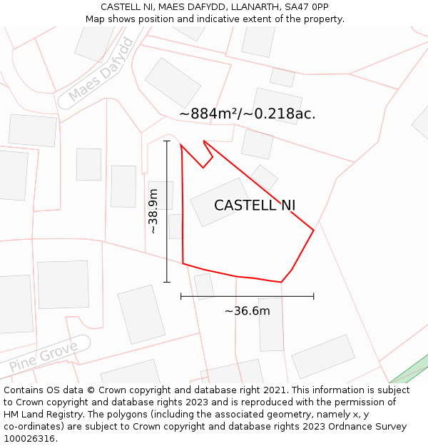 CASTELL NI, MAES DAFYDD, LLANARTH, SA47 0PP: Plot and title map