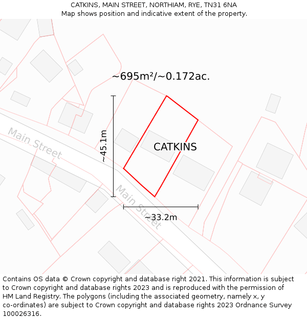 CATKINS, MAIN STREET, NORTHIAM, RYE, TN31 6NA: Plot and title map
