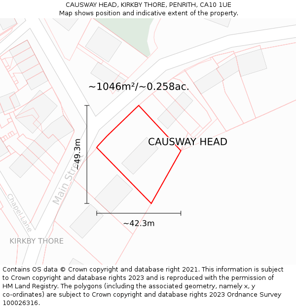 CAUSWAY HEAD, KIRKBY THORE, PENRITH, CA10 1UE: Plot and title map