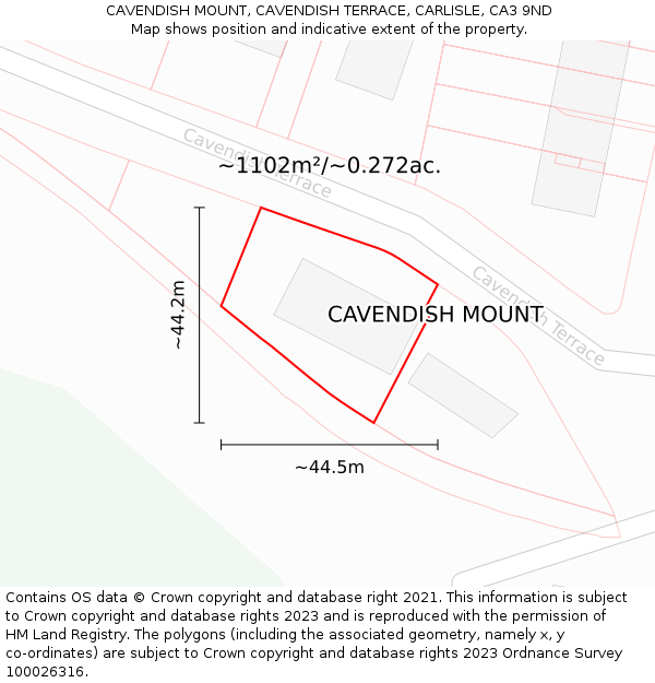 CAVENDISH MOUNT, CAVENDISH TERRACE, CARLISLE, CA3 9ND: Plot and title map