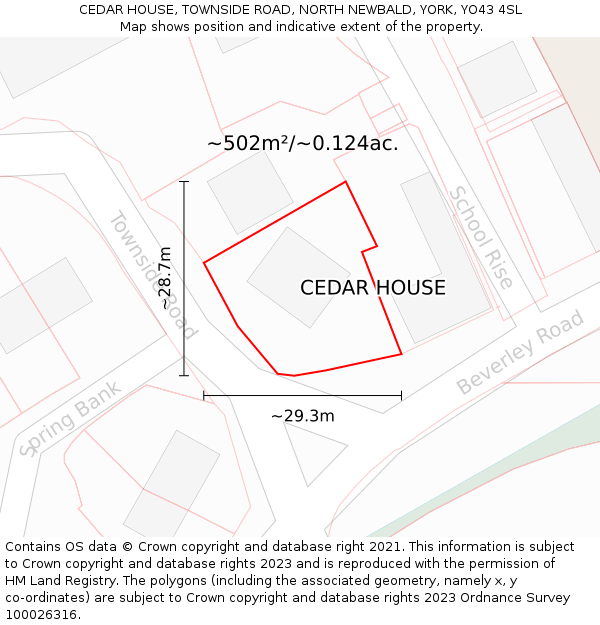 CEDAR HOUSE, TOWNSIDE ROAD, NORTH NEWBALD, YORK, YO43 4SL: Plot and title map
