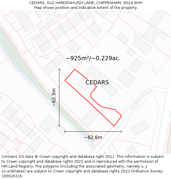 CEDARS, OLD HARDENHUISH LANE, CHIPPENHAM, SN14 6HH: Plot and title map