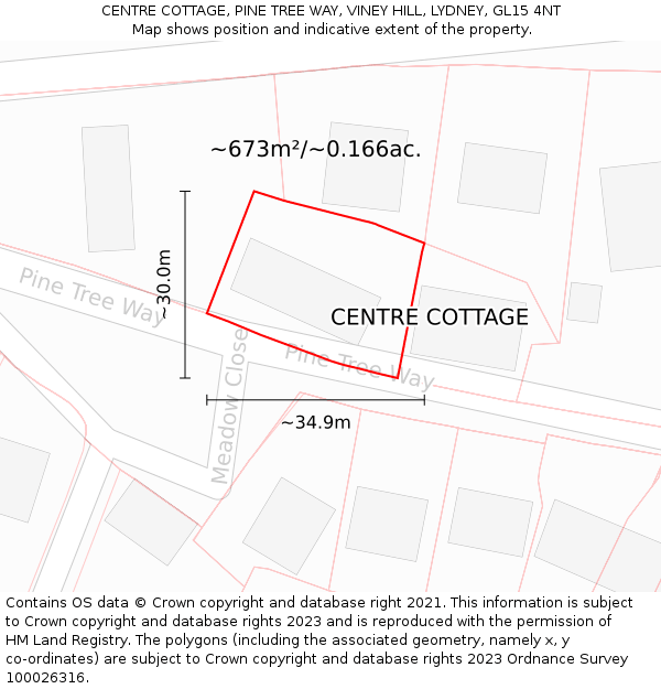 CENTRE COTTAGE, PINE TREE WAY, VINEY HILL, LYDNEY, GL15 4NT: Plot and title map