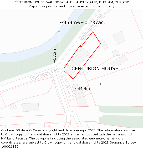CENTURION HOUSE, WALLNOOK LANE, LANGLEY PARK, DURHAM, DH7 9TW: Plot and title map