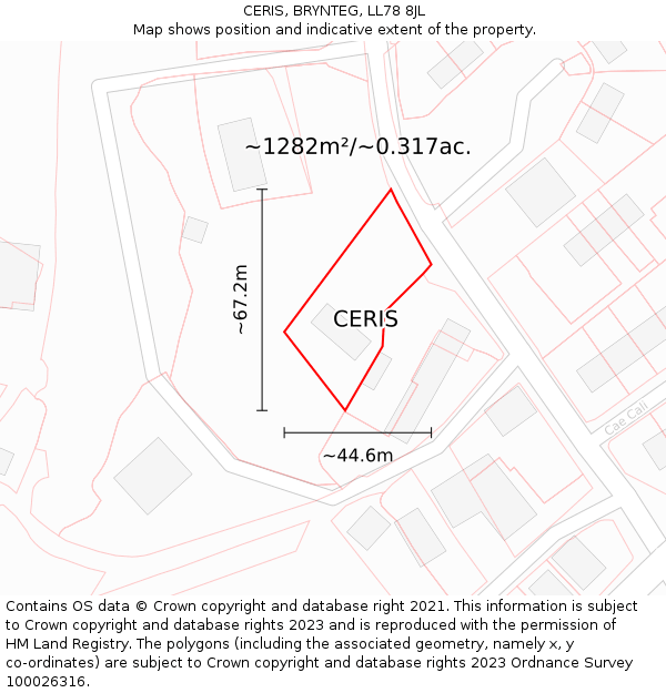 CERIS, BRYNTEG, LL78 8JL: Plot and title map