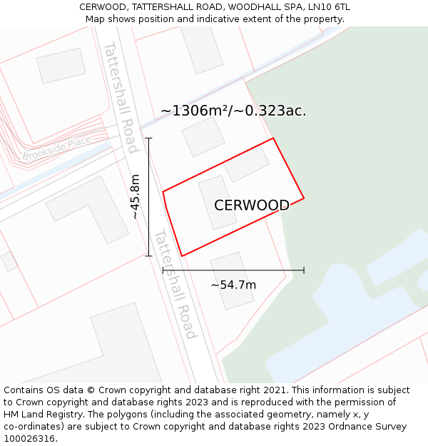 CERWOOD, TATTERSHALL ROAD, WOODHALL SPA, LN10 6TL: Plot and title map