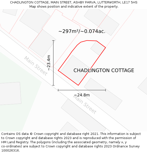 CHADLINGTON COTTAGE, MAIN STREET, ASHBY PARVA, LUTTERWORTH, LE17 5HS: Plot and title map