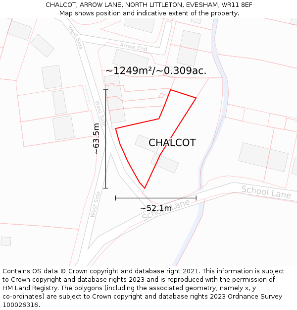 CHALCOT, ARROW LANE, NORTH LITTLETON, EVESHAM, WR11 8EF: Plot and title map