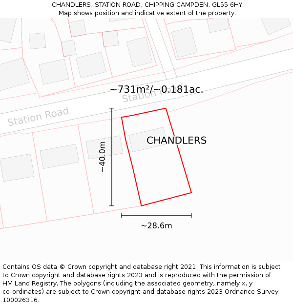 CHANDLERS, STATION ROAD, CHIPPING CAMPDEN, GL55 6HY: Plot and title map