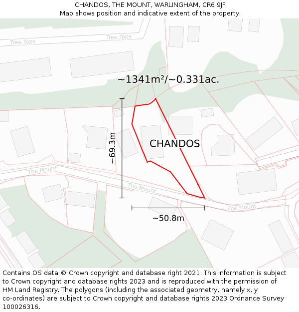 CHANDOS, THE MOUNT, WARLINGHAM, CR6 9JF: Plot and title map