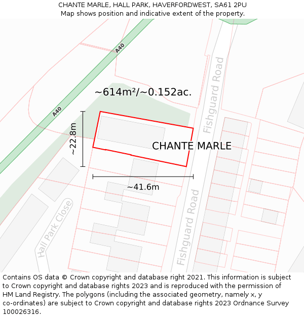 CHANTE MARLE, HALL PARK, HAVERFORDWEST, SA61 2PU: Plot and title map