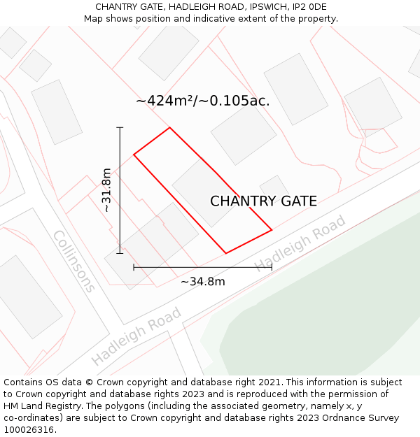 CHANTRY GATE, HADLEIGH ROAD, IPSWICH, IP2 0DE: Plot and title map