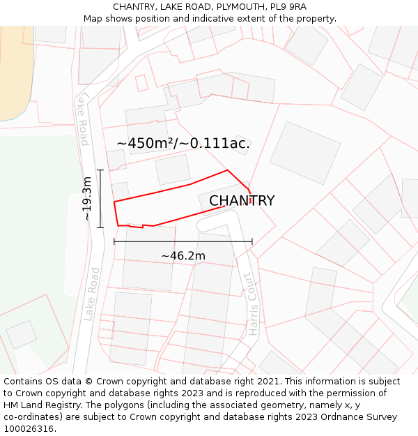 CHANTRY, LAKE ROAD, PLYMOUTH, PL9 9RA: Plot and title map