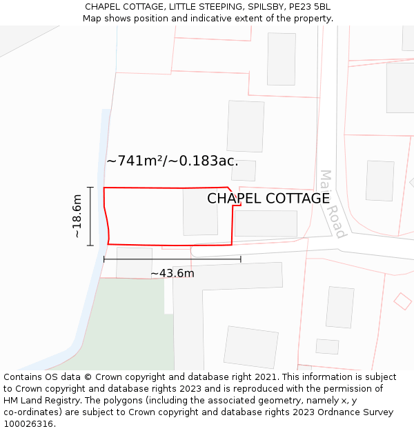 CHAPEL COTTAGE, LITTLE STEEPING, SPILSBY, PE23 5BL: Plot and title map