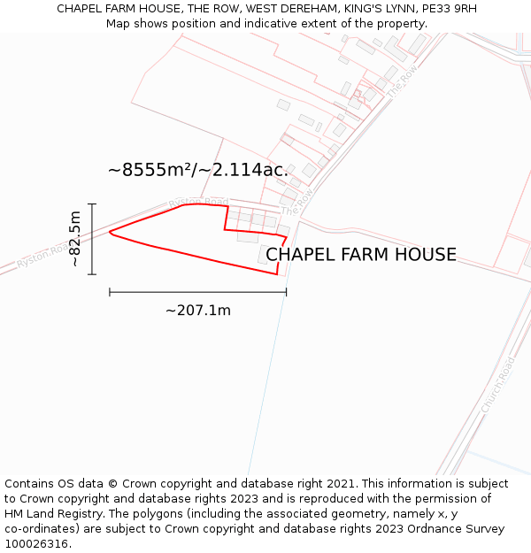 CHAPEL FARM HOUSE, THE ROW, WEST DEREHAM, KING'S LYNN, PE33 9RH: Plot and title map