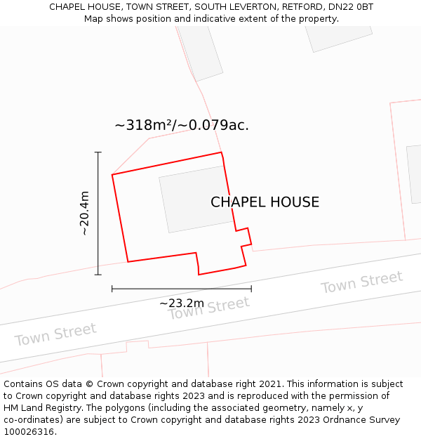 CHAPEL HOUSE, TOWN STREET, SOUTH LEVERTON, RETFORD, DN22 0BT: Plot and title map