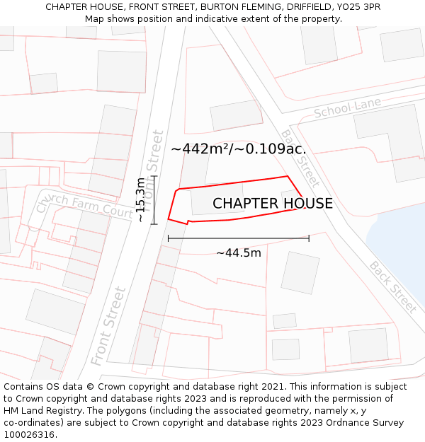 CHAPTER HOUSE, FRONT STREET, BURTON FLEMING, DRIFFIELD, YO25 3PR: Plot and title map