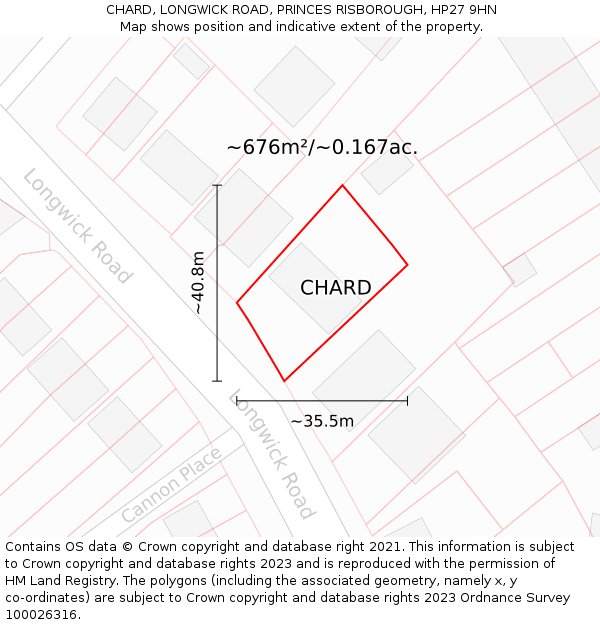 CHARD, LONGWICK ROAD, PRINCES RISBOROUGH, HP27 9HN: Plot and title map
