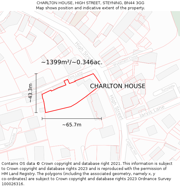 CHARLTON HOUSE, HIGH STREET, STEYNING, BN44 3GG: Plot and title map