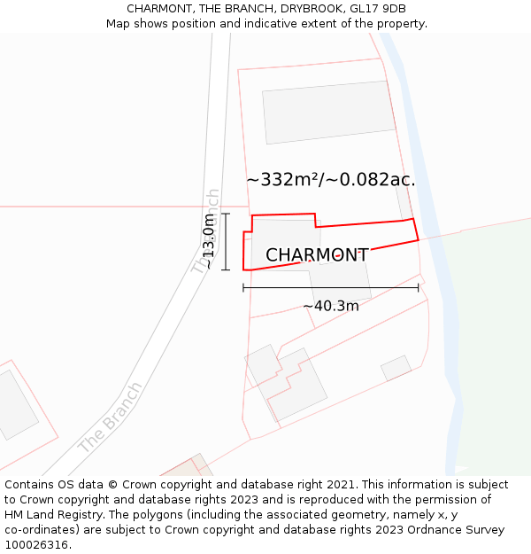 CHARMONT, THE BRANCH, DRYBROOK, GL17 9DB: Plot and title map