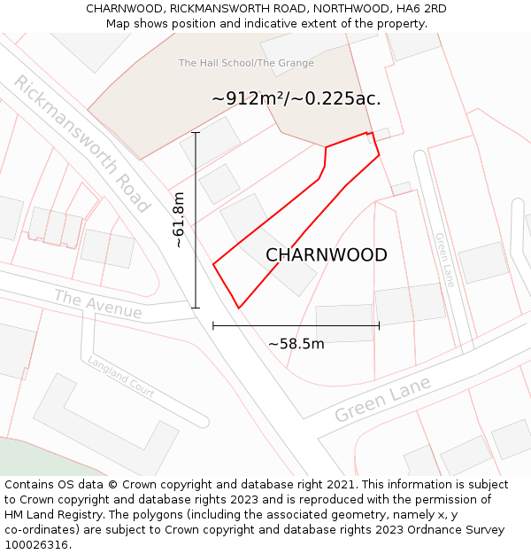 CHARNWOOD, RICKMANSWORTH ROAD, NORTHWOOD, HA6 2RD: Plot and title map
